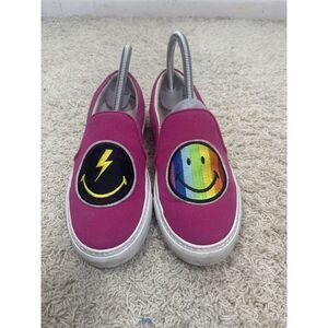 Joshua Sanders‎ Women's Rainbow Smile Lightening Hot Pink Slip On Shoes Sz 7